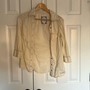 Guess Medium button down cream shirt - 3/4 sleeve or rolled to short